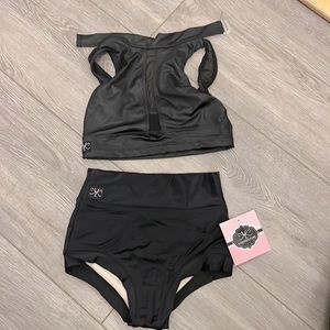 Kandi Kouture Dancewear, Black, 2 piece set, size CXL